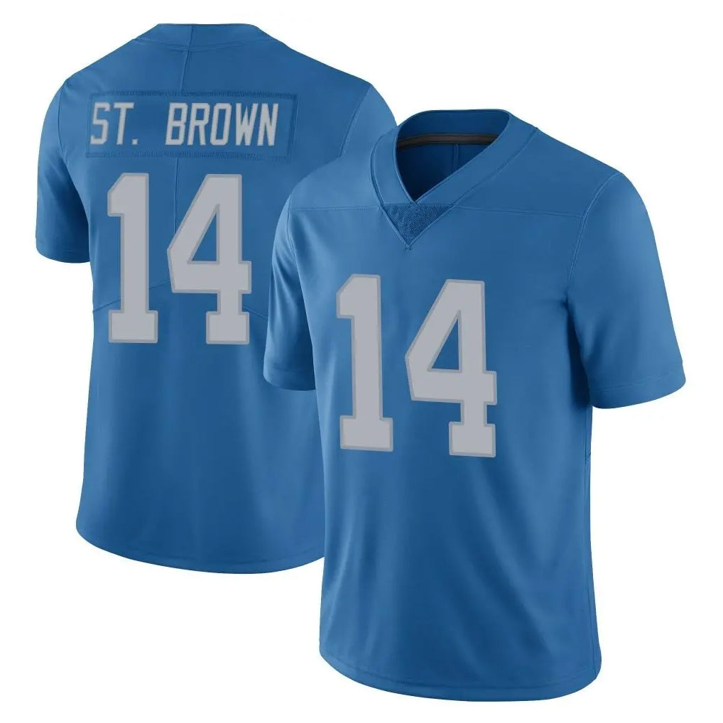 D.Lions #14 Amon-Ra St. Brown Player Blue Limited Throwback Vapor Untouchable Ddoa Stitched Jerseys