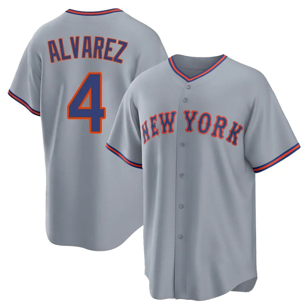 NY.Mets #4 Francisco Alvarez Player Gray Road Home Game Ddoa Stitched Jerseys