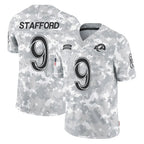 LA.Rams #9 Matthew Stafford Player Arctic Camo Salute To Service Limited Game Ddoa Stitched Jerseys