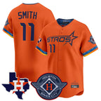 H.Astros #11 Cam Smith Player Orange City Connect Texas Patch Vapor Premier Limited Home Ddoa Stitched Jerseys