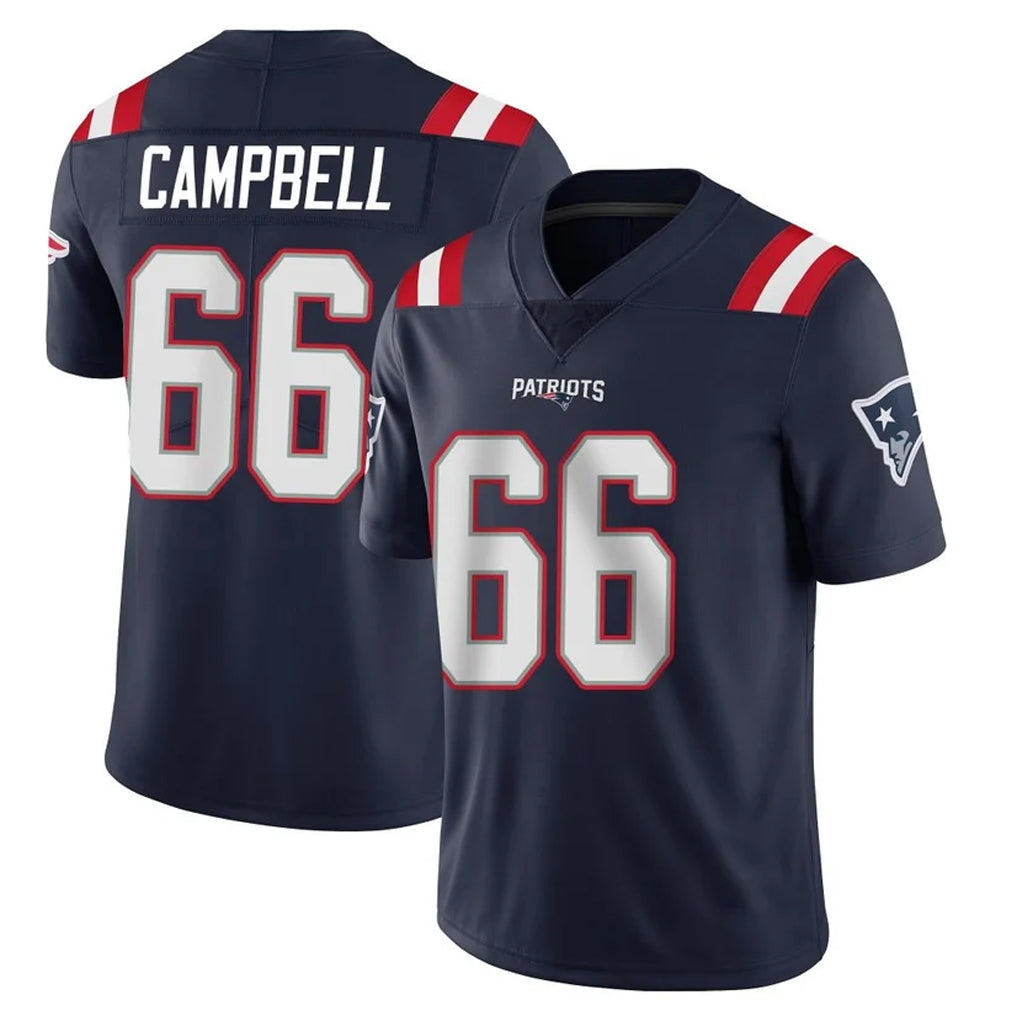 NE.Patriots #66 Will Campbell Player Navy Vapor Untouchable Home Game Ddoa Stitched Jerseys