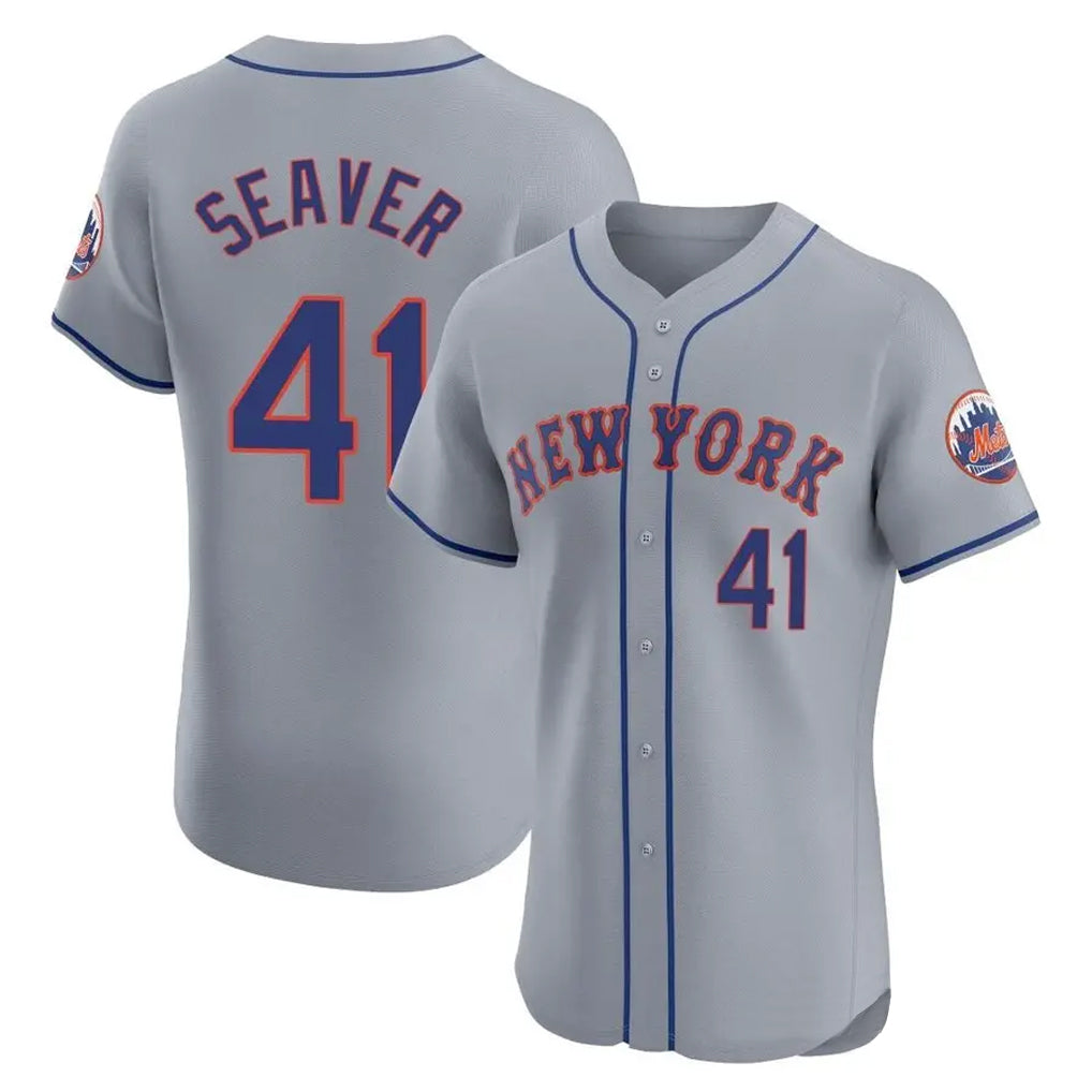 NY.Mets #41 Tom Seaver Player Gray Road Limited Elite Home Ddoa Stitched Jerseys