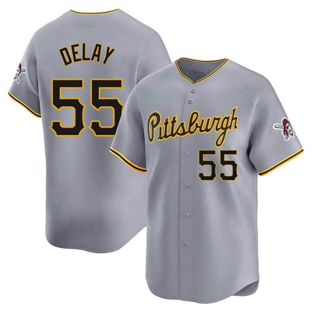 P.Pirates #55 Jason Delay Player Gray Road Home Limited Ddoa Stitched Jerseys