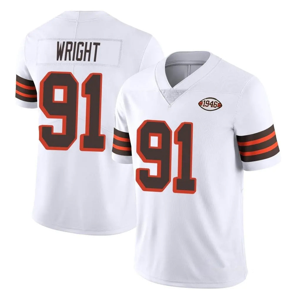 C.Browns #91 Alex Wright Player White Limited  Vapor 1946 Collection Alternate Game Ddoa Stitched Jerseys