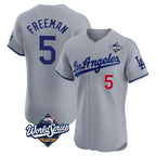 LA.Dodgers #5 Freddie Freeman Player Gray World Series Limited Elite Home Ddoa Stitched Jerseys