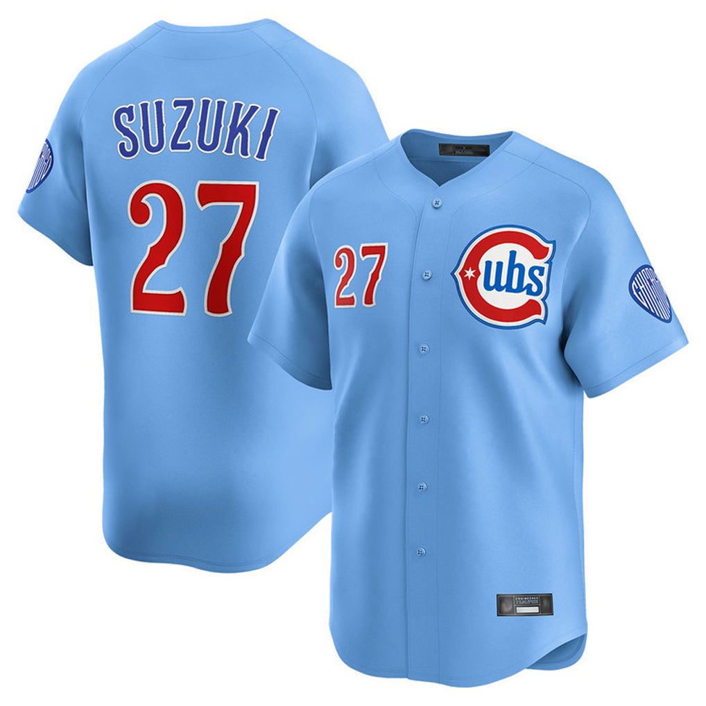 C.Cubs #27 Seiya Suzuki Player Light Blue Limited Home Ddoa Stitched Jerseys