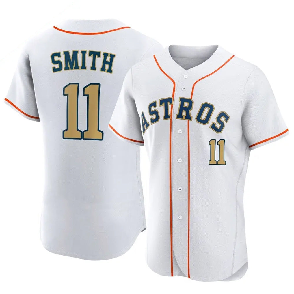 H.Astros #11 Cam Smith Player Gold Collection Limited Elite Home Ddoa Stitched Jerseys