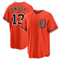 D.Tigers #13 Dillon Dingler Player Orange Home Game Ddoa Stitched Jerseys