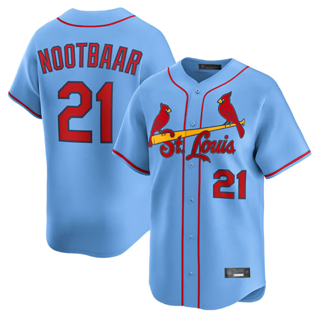 St. Louis Cardinals #21 Lars Nootbaar Player Light Blue Home Limited Ddoa Stitched Jerseys