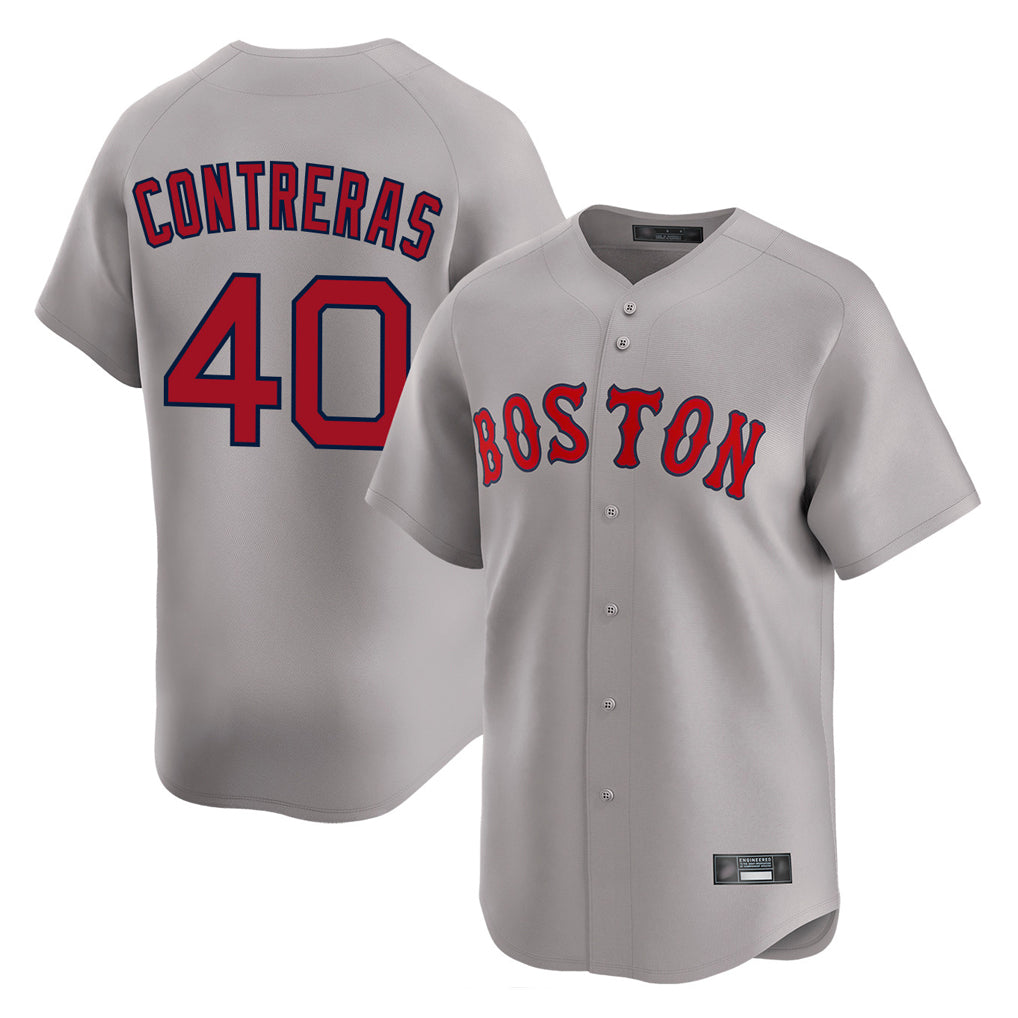 B.Red Sox #40 Willson Contreras Player Gray Road Limited Home Game Ddoa Stitched Jerseys