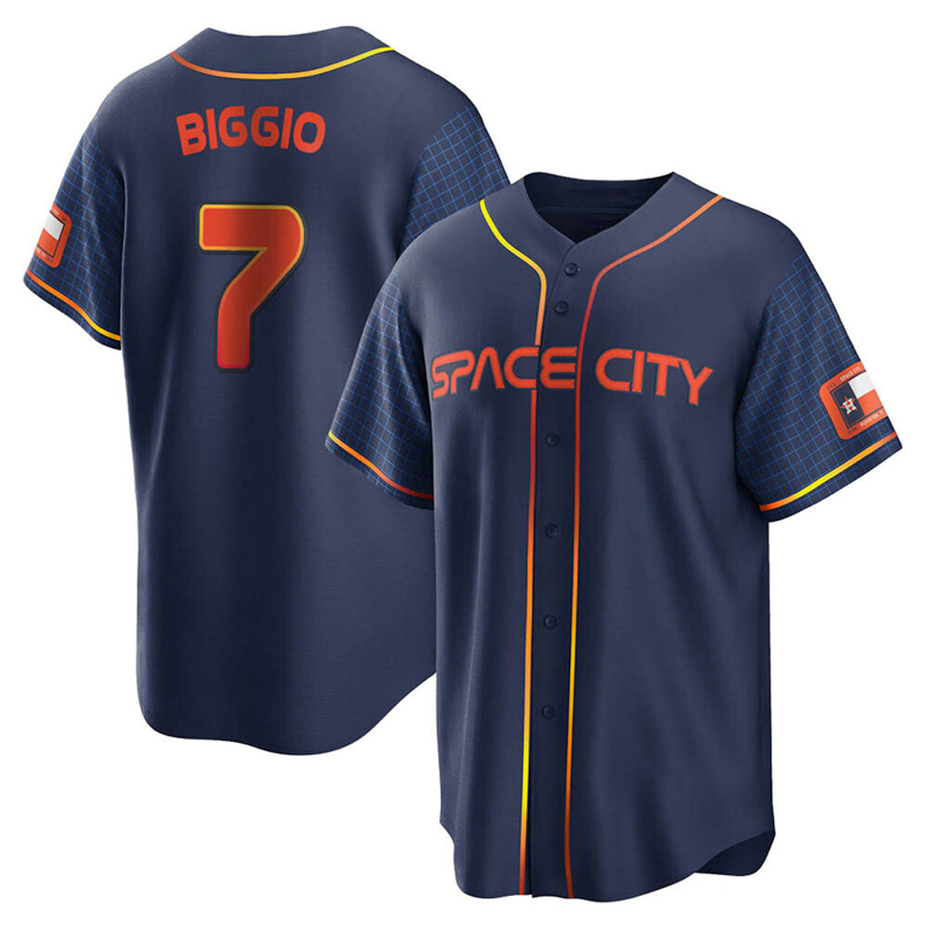 H.Astros #7 Craig Biggio Player Navy City Connect Home Game Ddoa Stitched Jerseys
