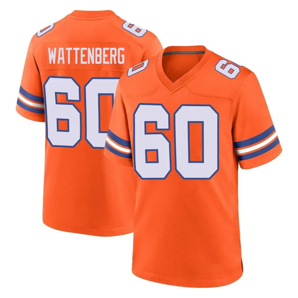 D.Broncos #60 Luke Wattenberg Player Orange Alternate Collection Throwback Game Ddoa Stitched Jerseys