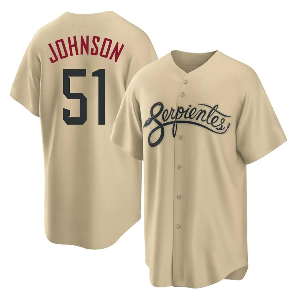 A.Diamondbacks #51 Randy Johnson Player Tan City Connect Home Game Ddoa Stitched Jerseys