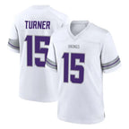 M.Vikings #15 Dallas Turner Player White Alternate Home Game Ddoa Stitched Jerseys