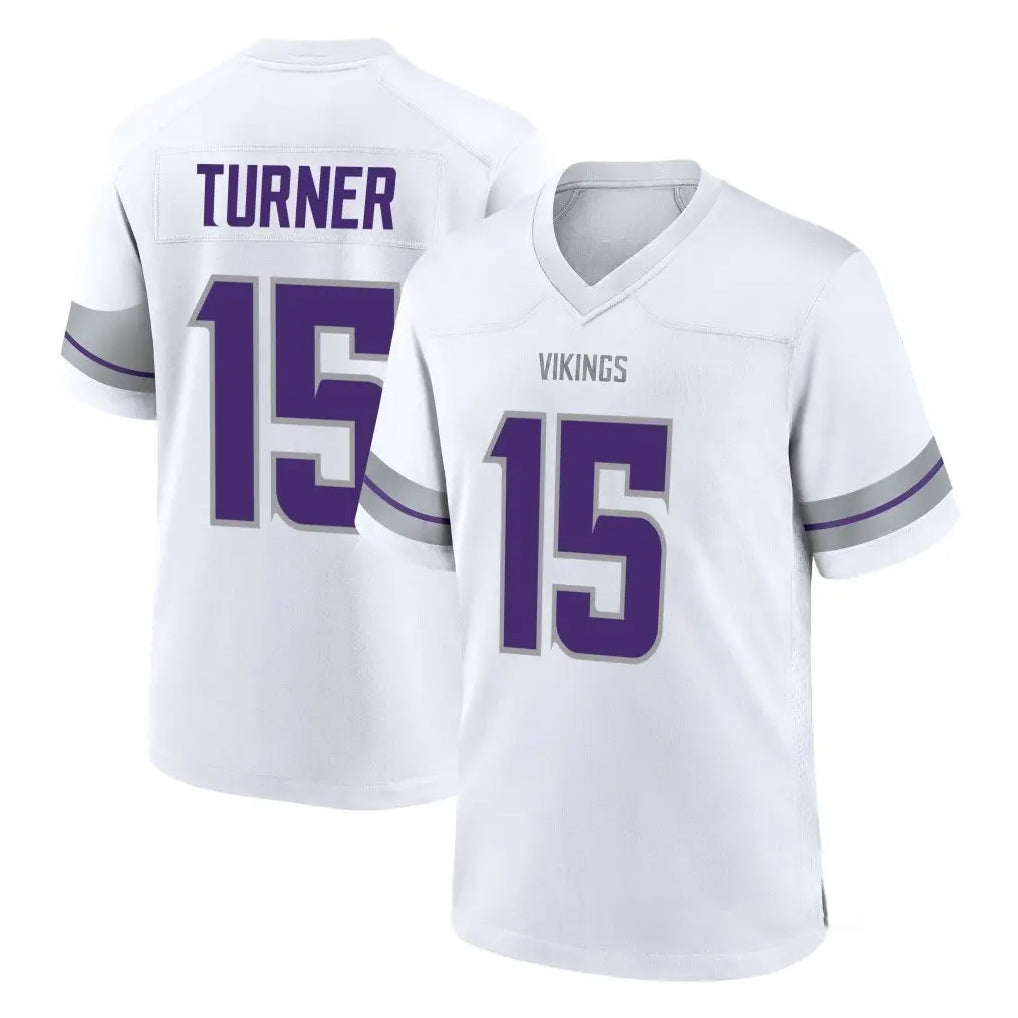 M.Vikings #15 Dallas Turner Player White Alternate Home Game Ddoa Stitched Jerseys