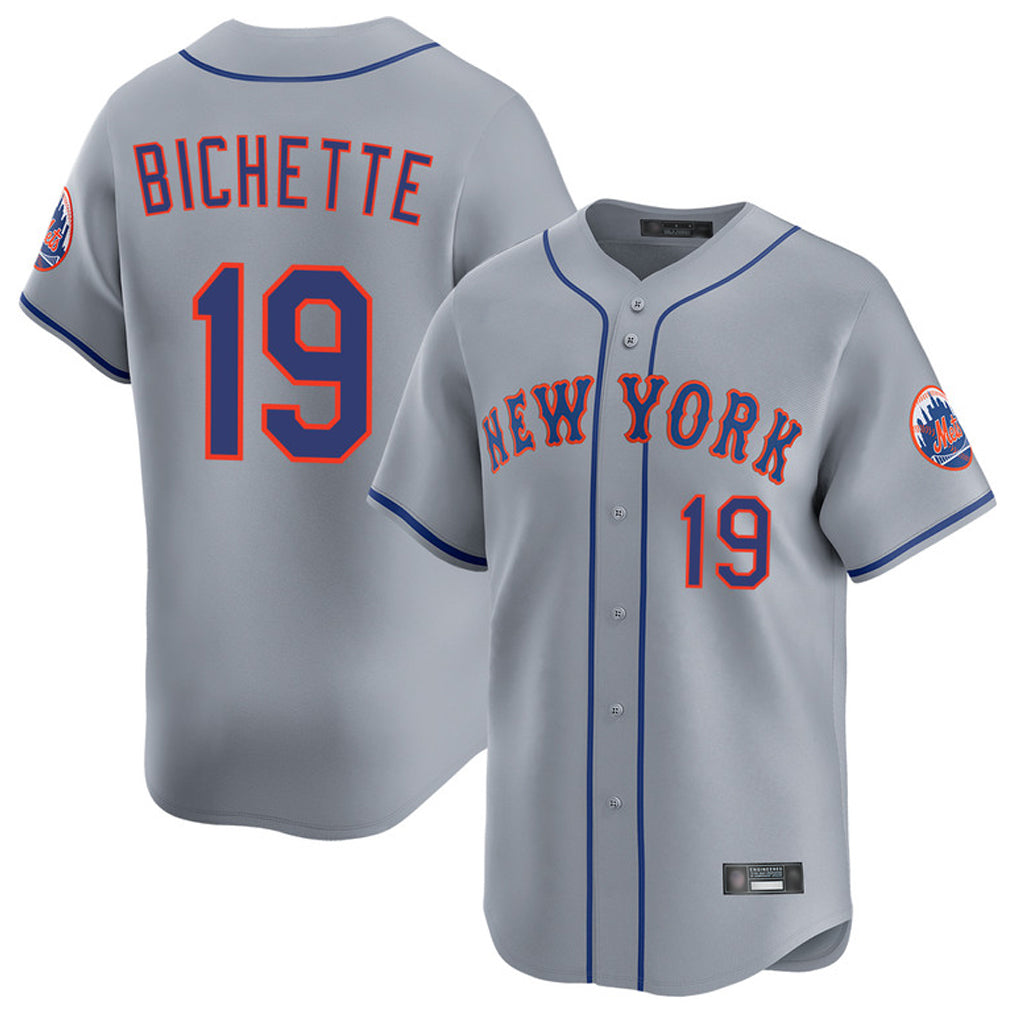 NY.Mets #19 Bo Bichette Player Gray Road Limited Home Ddoa Stitched Jerseys