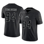 LA.Chargers #94 Dalvin Tomlinson Player Black Limited Reflective Home Game Ddoa Stitched Jerseys