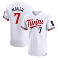 M.Twins #7 Joe Mauer Player White Home Limited Elite Ddoa Stitched Jerseys