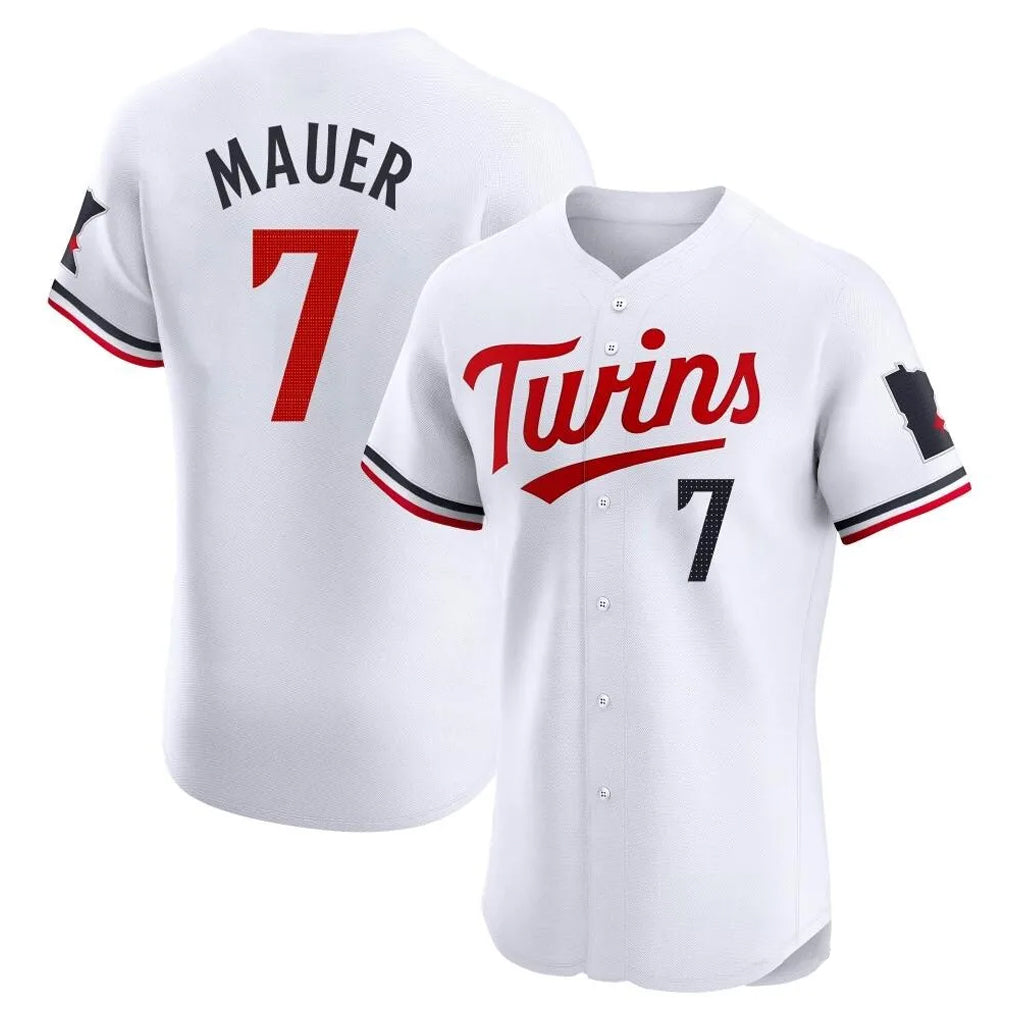 M.Twins #7 Joe Mauer Player White Home Limited Elite Ddoa Stitched Jerseys