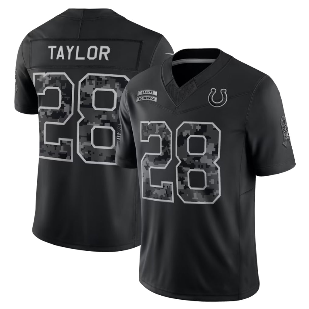 Ddoa IN.Colts #28 Jonathan Taylor Player Black Limited 2026 Salute to Service Home Game Stitched Jerseys