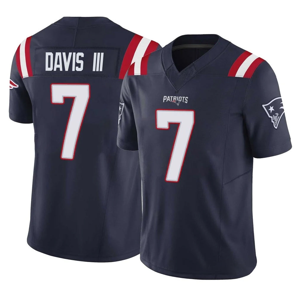 NE.Patriots #7 Carlton Davis III Player Navy Limited Vapor F.U.S.E. Home Game Ddoa Stitched Jerseys