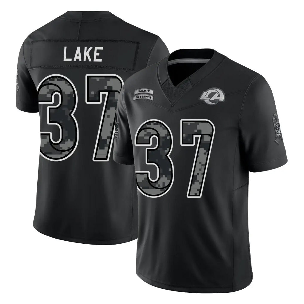 LA.Rams #37 Quentin Lake Player Black Limited 2026 Salute to Service Home Game Ddoa Stitched Jerseys