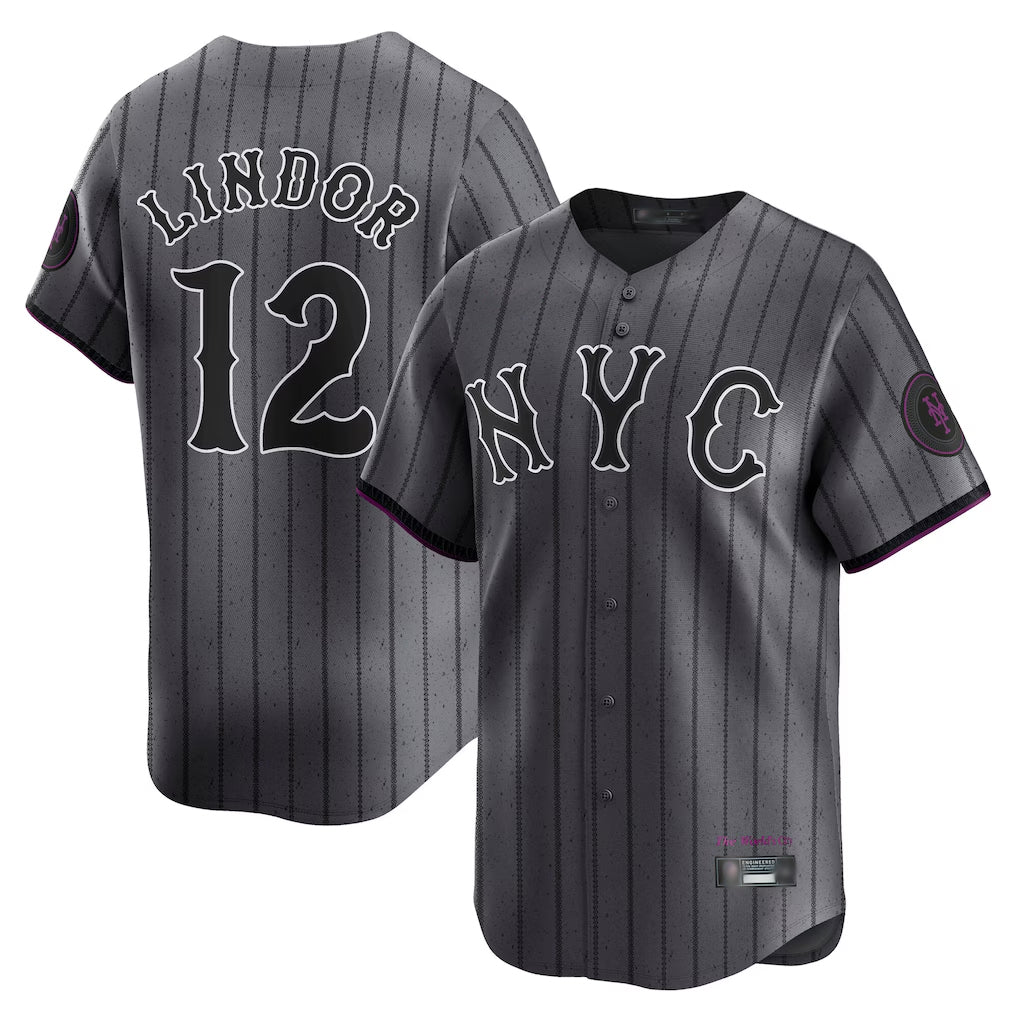 NY.Mets #12 Francisco Lindor Player Gray City Connect Limited Ddoa Stitched Jerseys