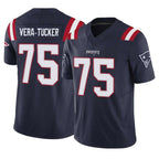 NE.Patriots #75 Alijah Vera-Tucker Player Navy Limited Vapor F.U.S.E. Home Game Ddoa Stitched Jerseys