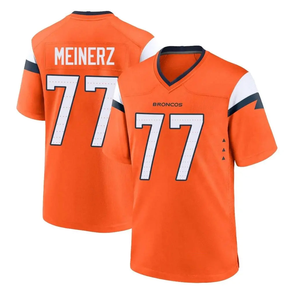 D.Broncos #77 Quinn Meinerz Player Orange Home Game Ddoa Stitched Jerseys