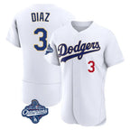 LA.Dodgers #3 Edwin D¨ªaz Player Gold White World Series Meet 2026 Collection Stadium Limited Elite Ddoa Stitched Jerseys