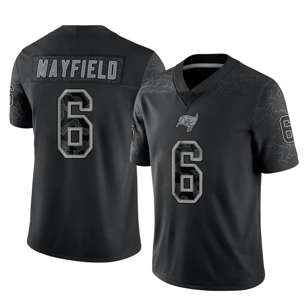 TB.Buccaneers #6 Baker Mayfield Player Black Reflective Limited Home Game Ddoa Stitched Jerseys