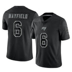 TB.Buccaneers #6 Baker Mayfield Player Black Reflective Limited Home Game Ddoa Stitched Jerseys