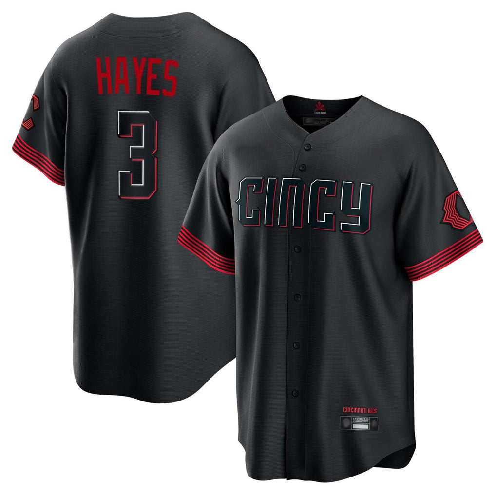 C.Reds #3 Ke'Bryan Hayes Player Black City Connect Home Game Ddoa Stitched Jerseys
