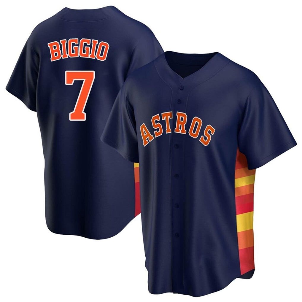 H.Astros #7 Craig Biggio Player Navy Home Game Ddoa Stitched Jerseys
