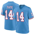 T.Titans #14 Carnell Tate Player Light Blue Oilers Throwback Home Game Ddoa Stitched Jerseys