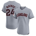 C.Guardians #24 Triston McKenzie Player Gray Road Limited Elite Home Ddoa Stitched Jerseys