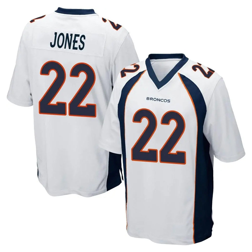 D.Broncos #22 Brandon Jones Player White Game Ddoa Stitched Jerseys