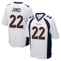 D.Broncos #22 Brandon Jones Player White Game Ddoa Stitched Jerseys