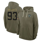 NY.Jets #93 David Onyemata Player Olive Salute to Service Pullover Hoodies Limited Ddoa Stitched Jerseys