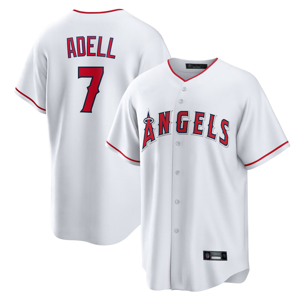 LA.Angels #7 Jo Adell Player White Home Game Ddoa Stitched Jerseys