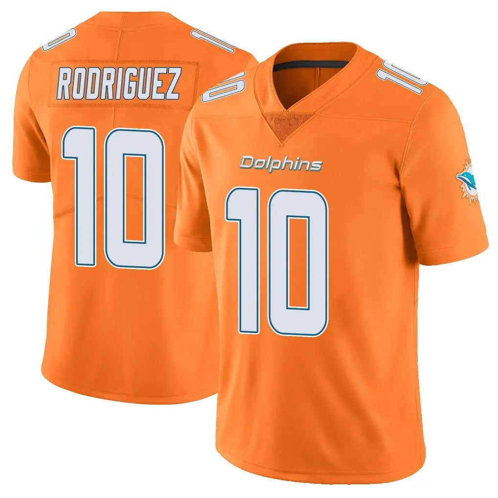 M.Dolphins #10 Jacob Rodriguez Player Orange Limited Home Game Ddoa Stitched Jerseys