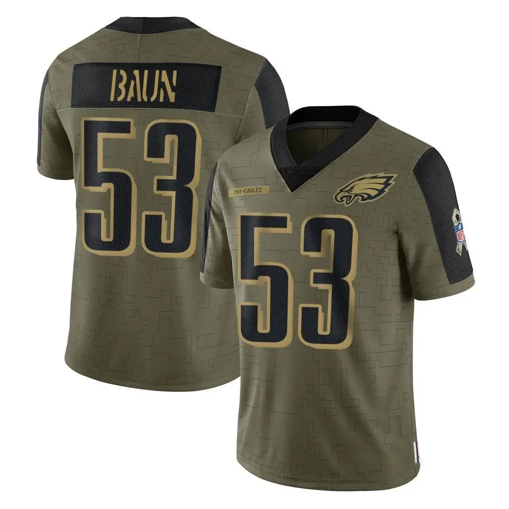 P.Eagles #53 Zack Baun Player Olive Salute To Service Limited Game Ddoa Stitched Jerseys