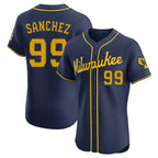 M.Brewers #99 Gary Sanchez Player Navy Home Limited Elite Ddoa Stitched Jerseys
