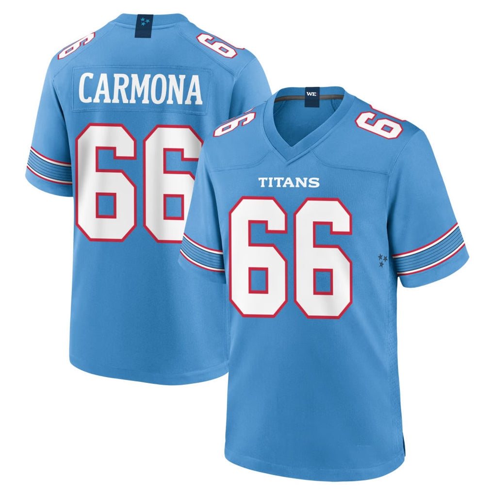 T.Titans #66 Fernando Carmona Jr. Player Light Blue 2026 Game Home Ddoa Stitched Jerseys