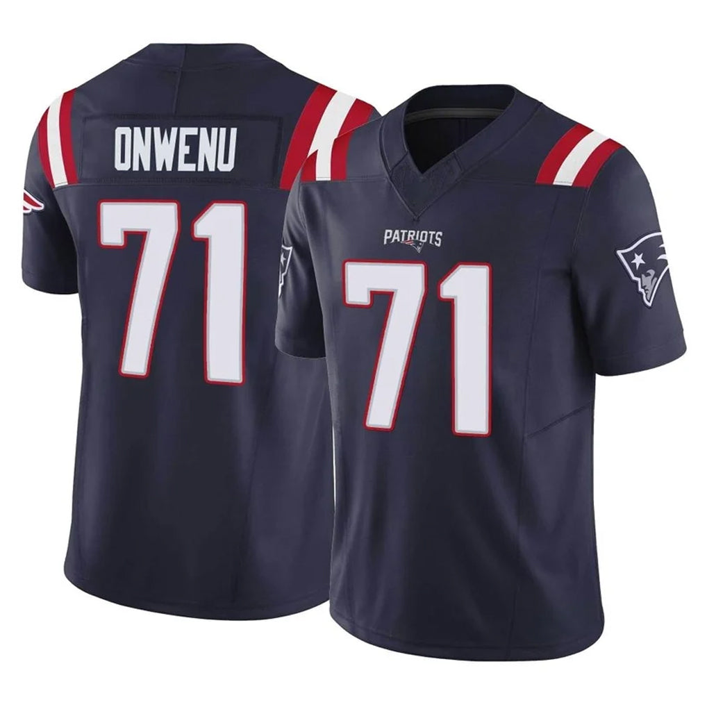 NE.Patriots #71 Mike Onwenu Player Navy Limited Vapor F.U.S.E. Home Game Ddoa Stitched Jerseys