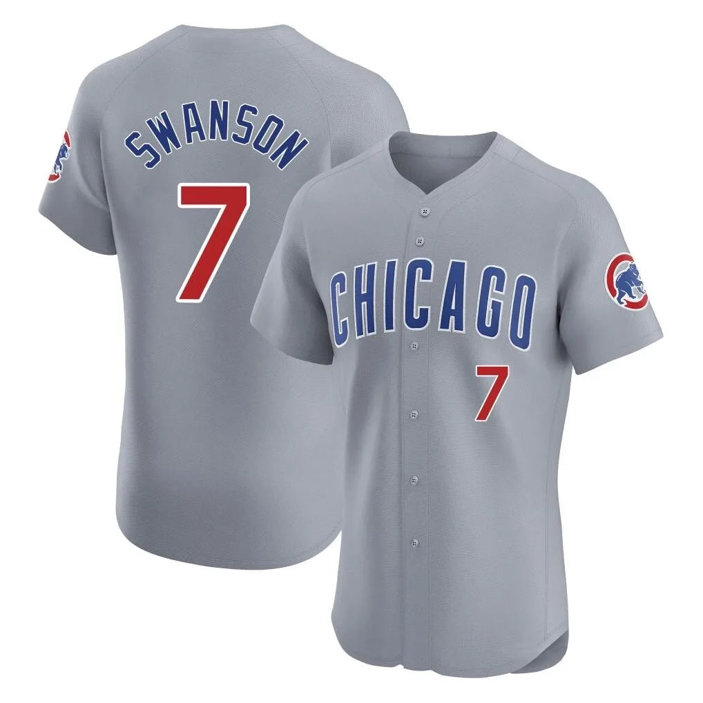 C.Cubs #7 Dansby Swanson Player Gray Road Limited Elite Home Ddoa Stitched Jerseys