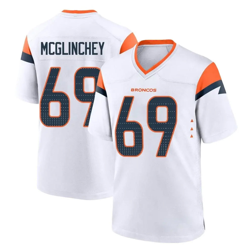 D.Broncos #69 Mike McGlinchey Player White Home Game Ddoa Stitched Jerseys