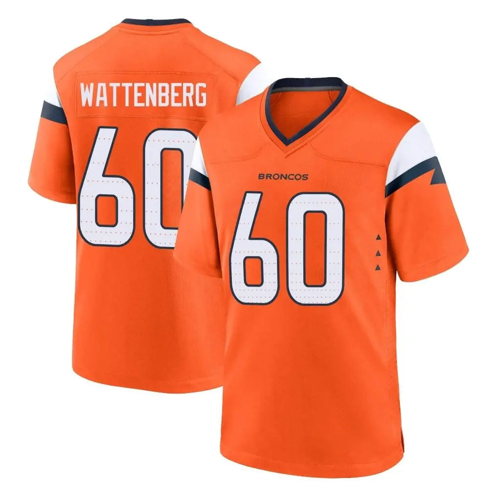 D.Broncos #60 Luke Wattenberg Player Orange Home Game Ddoa Stitched Jerseys