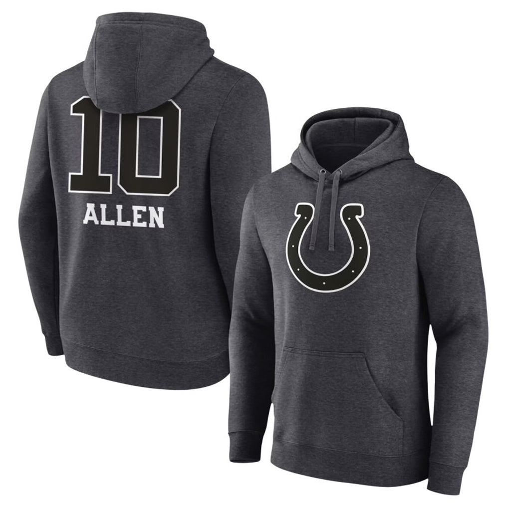 IN.Colts #10 Keenan Allen Player Charcoal Pullover Hoodies Limited Game Ddoa Stitched Jerseys