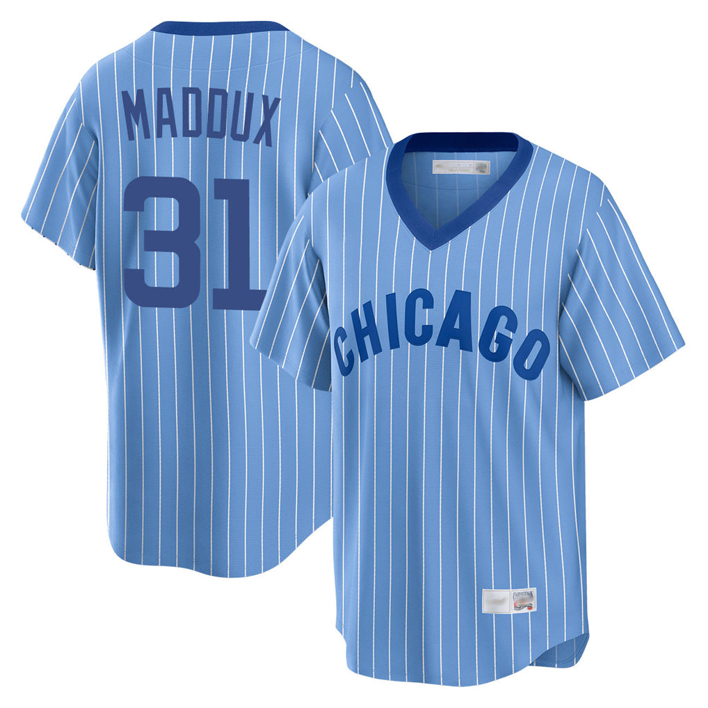 C.Cubs #31 Greg Maddux Player Blue T-shirt Cooperstown Collection Limited Ddoa Stitched Jerseys